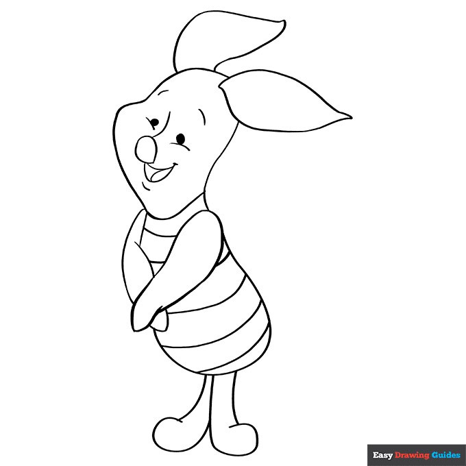 Piglet coloring page easy drawing guides