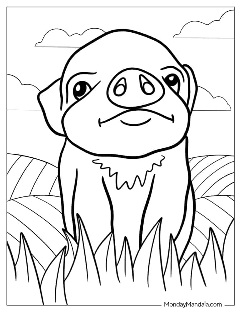 Pig coloring pages free pdf printables