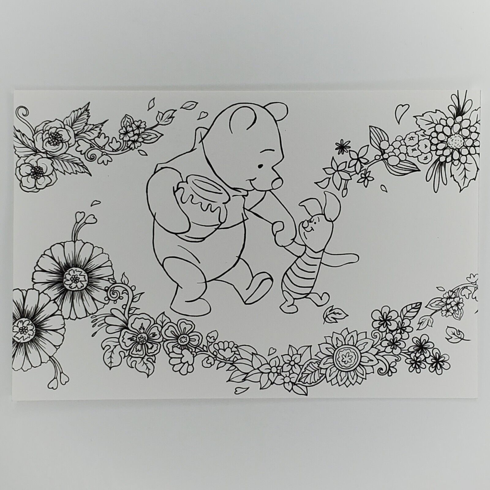 Winnie the pooh piglet coloring postcard disney world of dreams japan friends