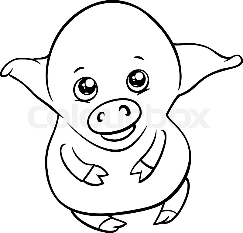 Cute piglet coloring page stock vector