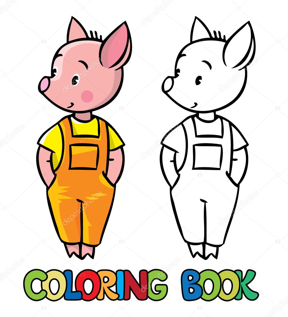 Little piglet coloring book stock vector by passengerz