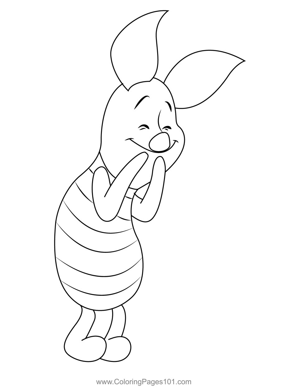 Laughing piglet coloring page for kids