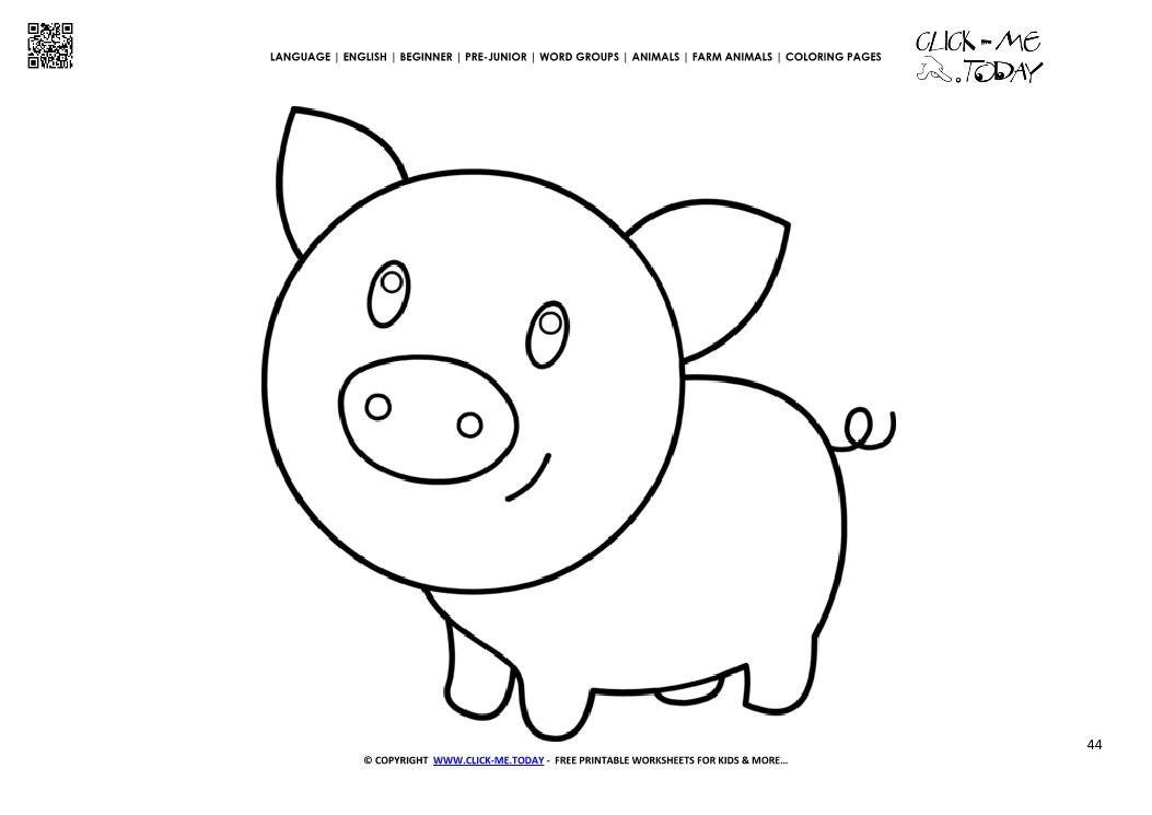 Coloring page little pig piglet