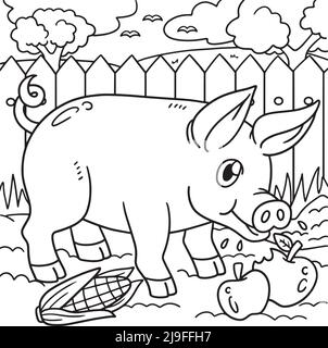 Coloring book or page for kids pig black and white vector illustration stock vector image art