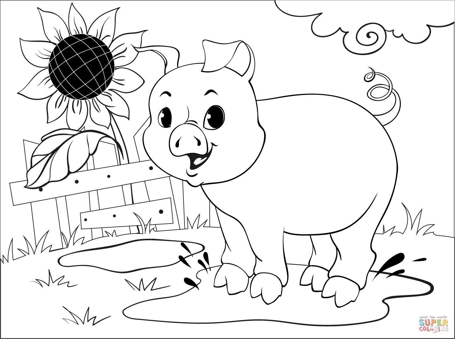 Pig coloring page free printable coloring pages