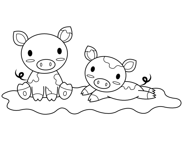 Printable baby pigs coloring page