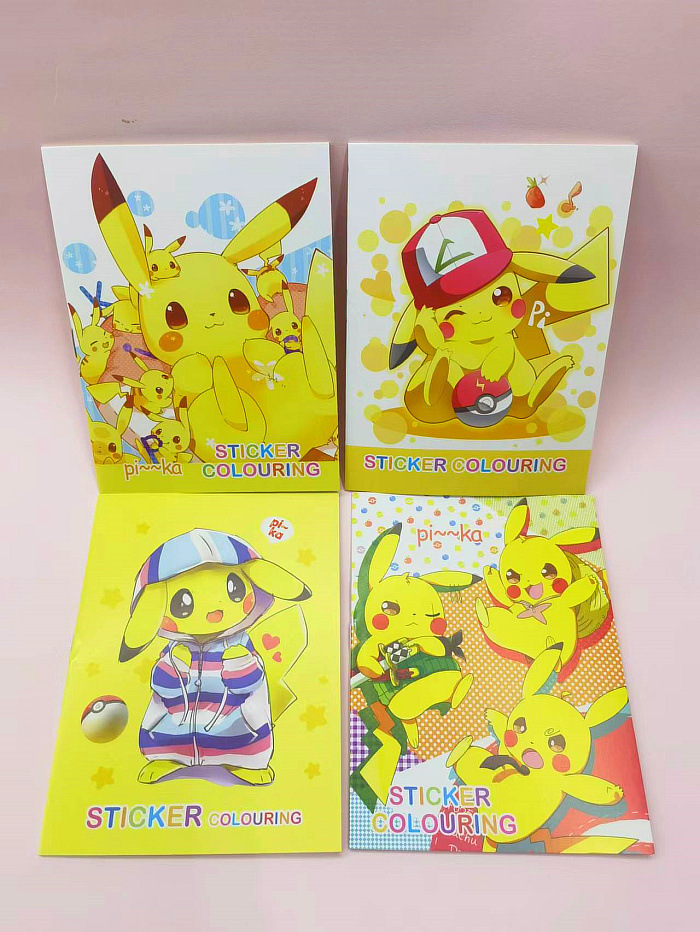 Pokemon cartoon diy anime figure pikachu kids coloring book creative drawing book sticker book kids birthday christmas gift toys