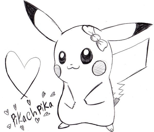 Pikachu love pikachu coloring page cute drawing images pikachu