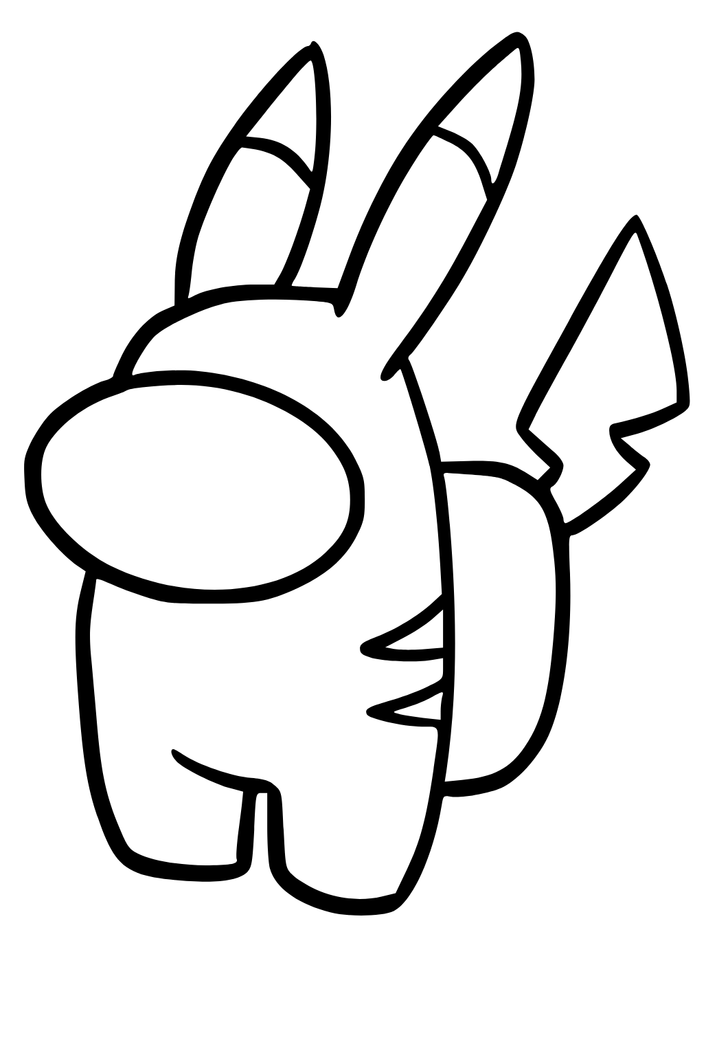 Free printable among us pikachu coloring page sheet and picture for adults and kids girls and boys