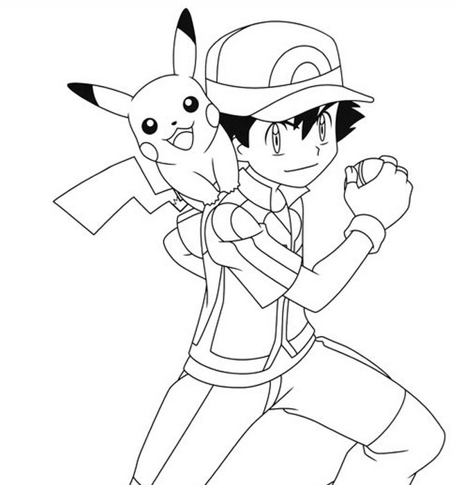 Coloring page pikachu pikachu and sacha