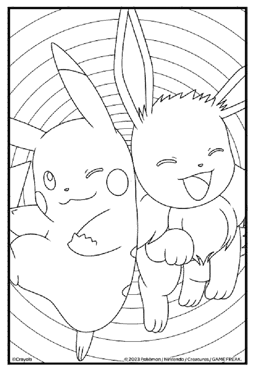 Pokemon pikachu and eevee coloring page