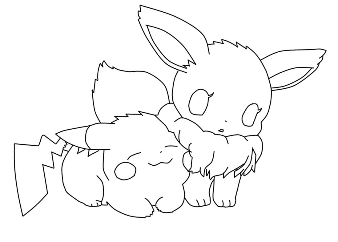Pikachu and eevee coloring pages