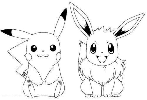 Pokemon eevee and pikachu coloring page for kids turkau pikachu coloring page pikachu pokemon coloring pages
