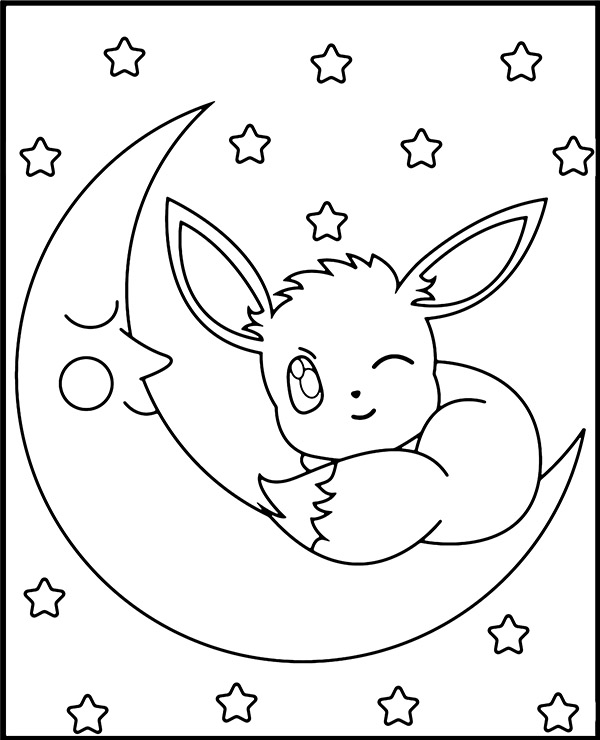 Eevee pokemon coloring page with stars