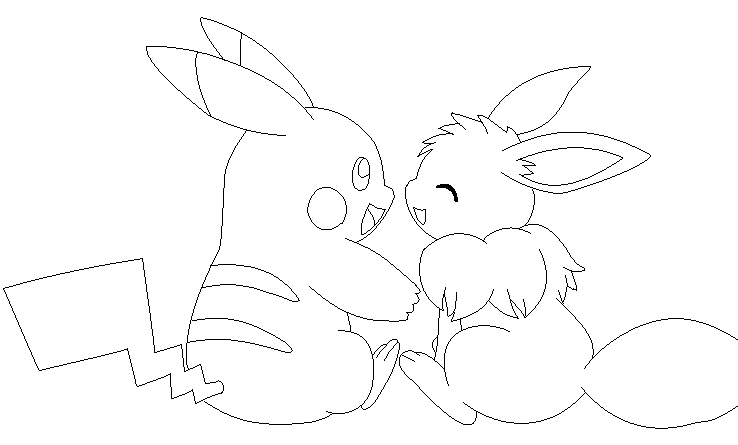 Pikachu and eevee lineart by michy on