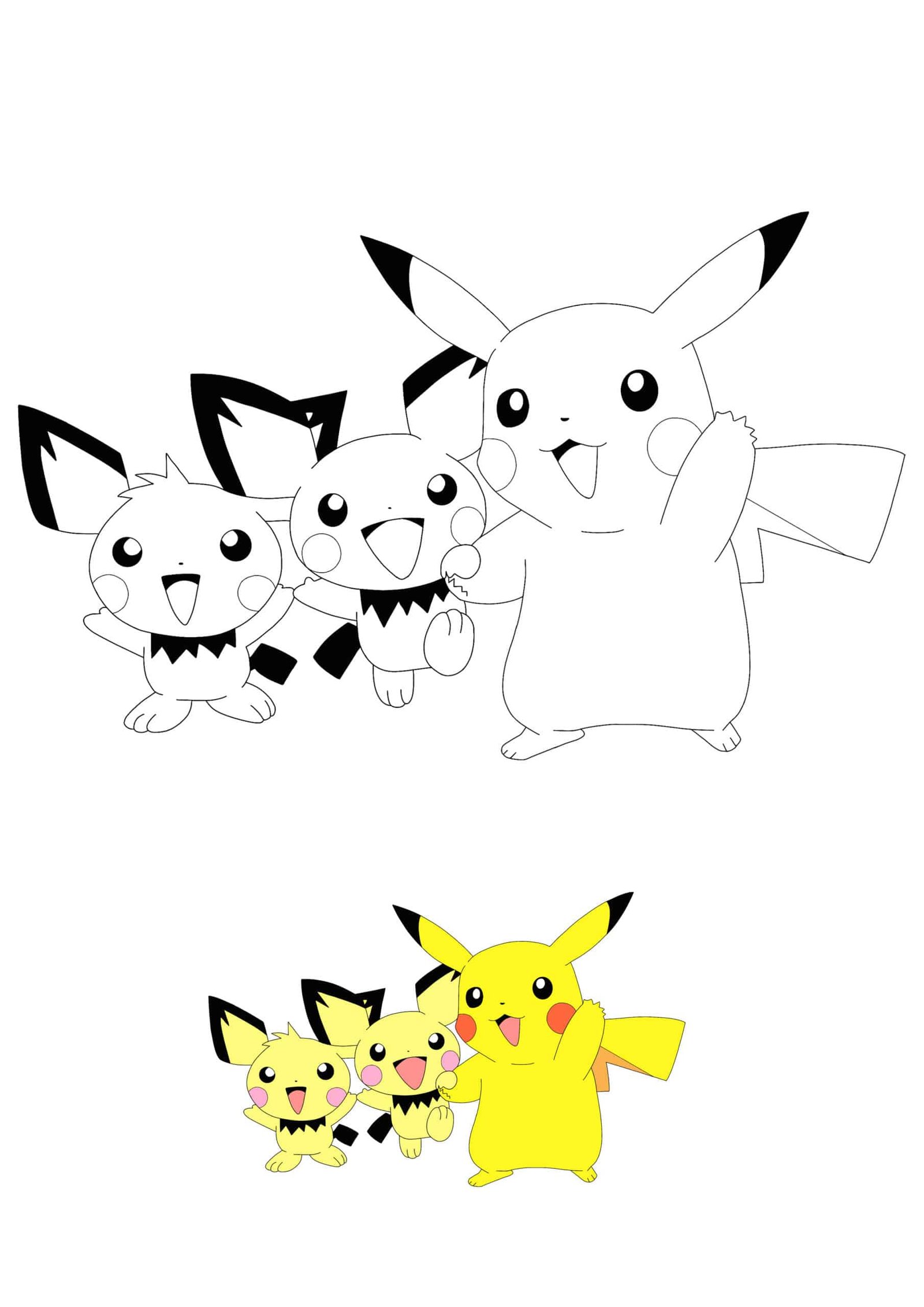 Pikachu and pichu coloring pages