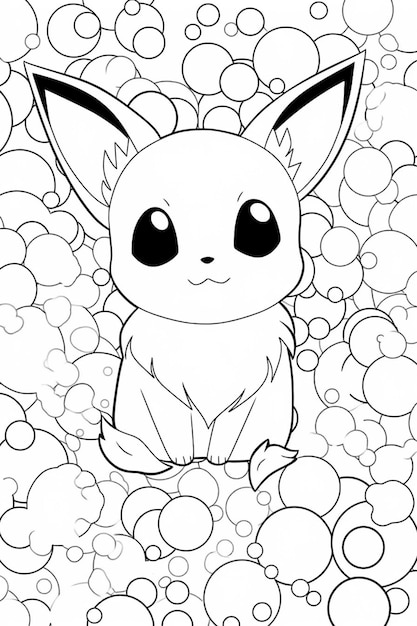 Premium ai image a coloring page of a cute pikachu sitting in a pile of bubbles generative ai