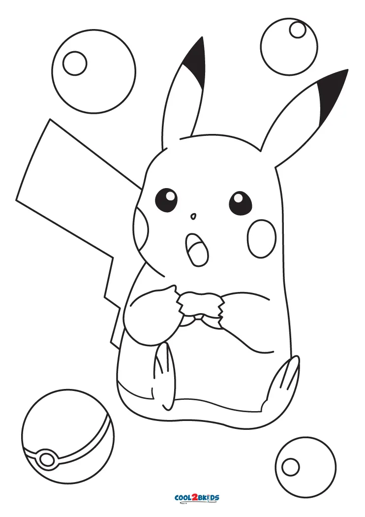 Printable pikachu coloring pages for kids