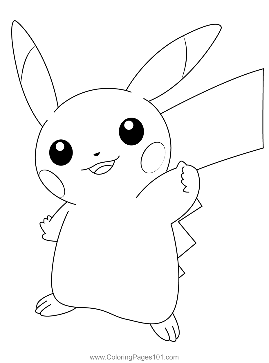 Cut pikachu coloring page for kids