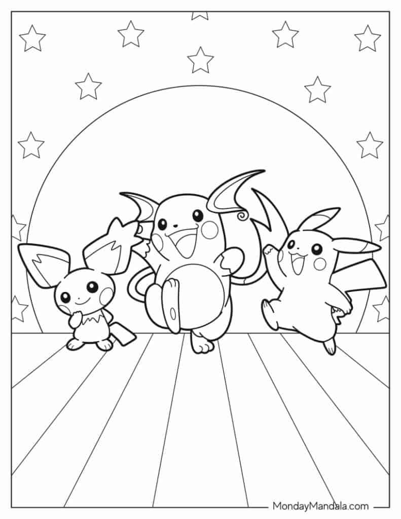 Pikachu coloring pages free pdf printables