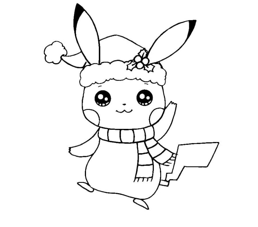 Christmas pikachu coloring pages printable for free download