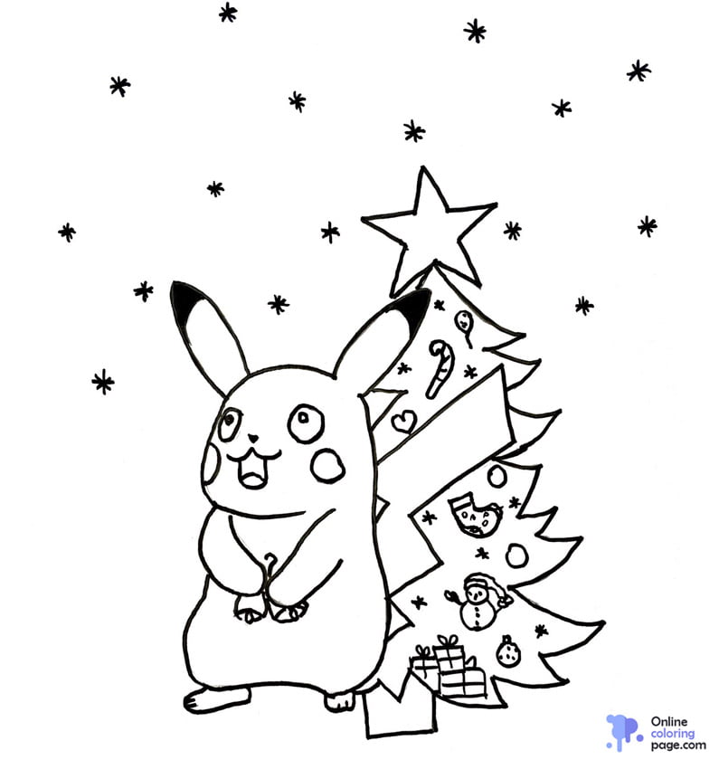 Pokemon christmas coloring page