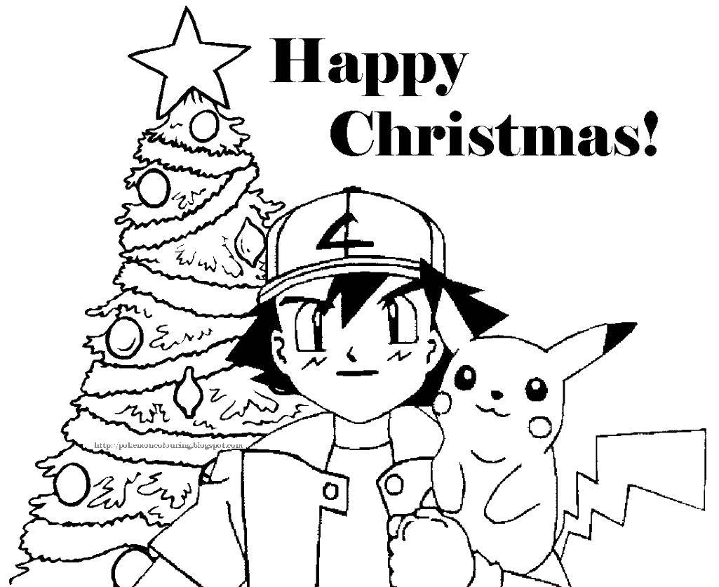 Online coloring pages tree coloring pikachu and christmas tree christmas