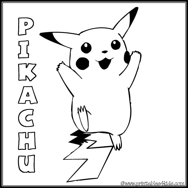 Pokemon pikachu coloring page â printables for kids â free word search puzzles coloring pages and other activities