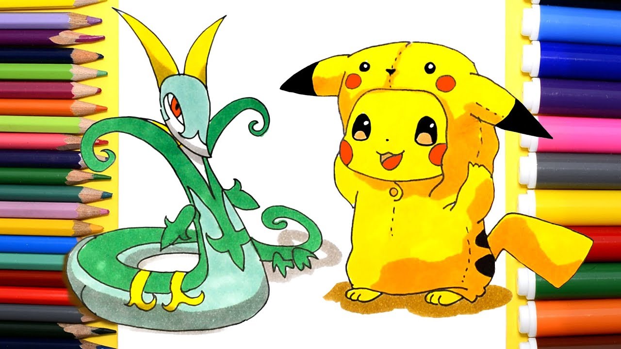 How to draw pokemon pikachu coloring pages cute pikachu and serperior