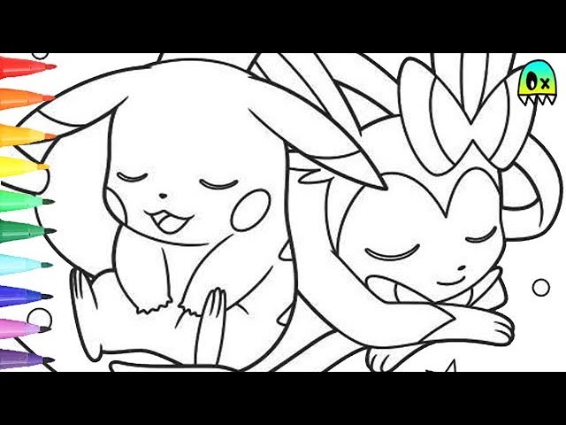 Pokeon coloring pages pikachu eevee and sylveon coloring book fun