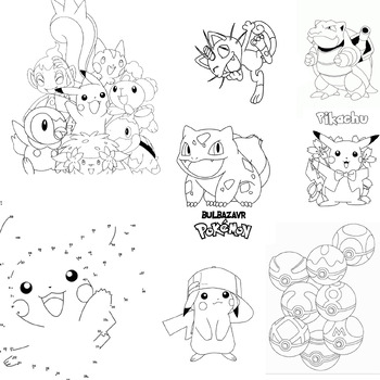 Pokemon coloring pages book for children by kamal lehrabbat tpt
