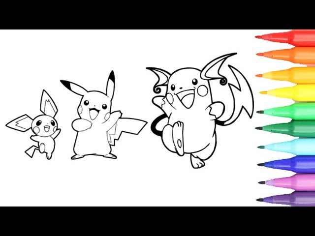 Pokãmon coloring pages pikachu pichu richu i fun coloring videos for kids