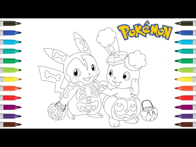 Pokemon halloween coloring page pikachu buneary etikkamadzi