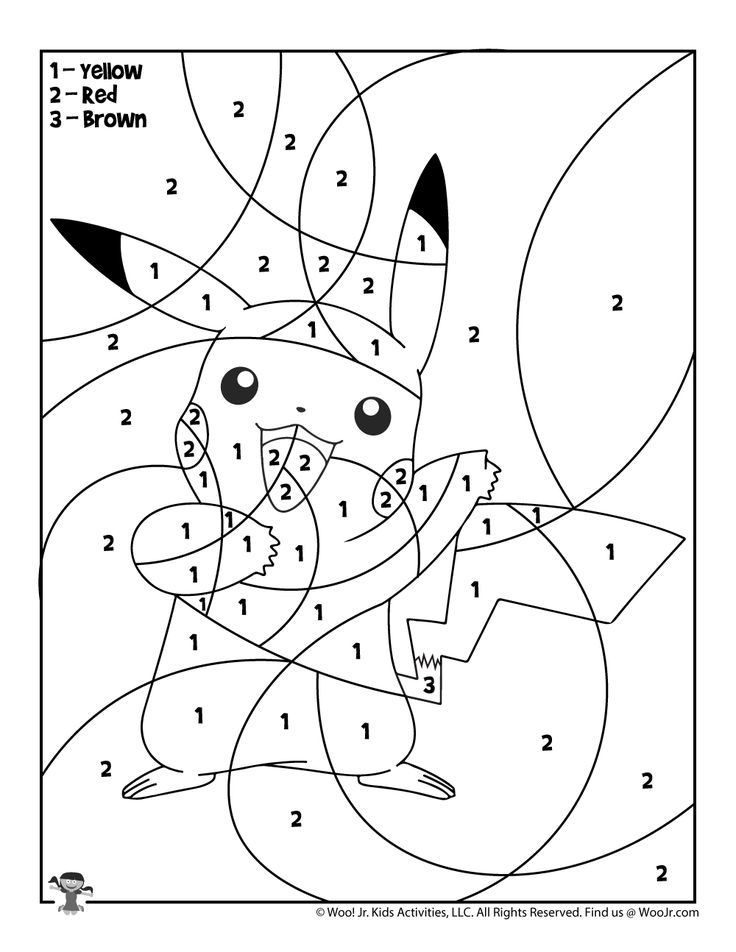 Pokemon pikachu color by number page woo jr kids activities pokemon coloring pages pokemon coloring pokemon craft