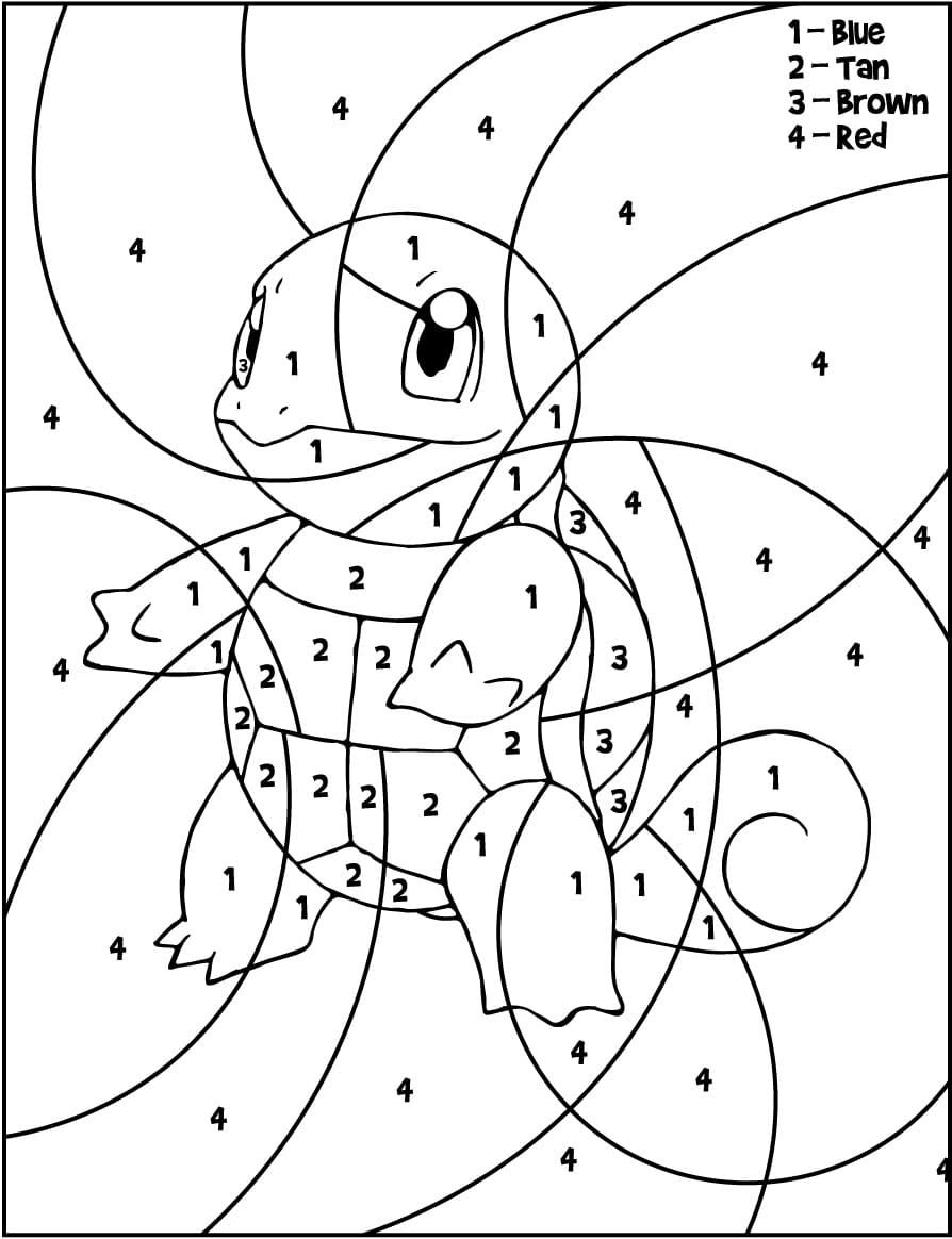 Pikachu color by numbers coloring page