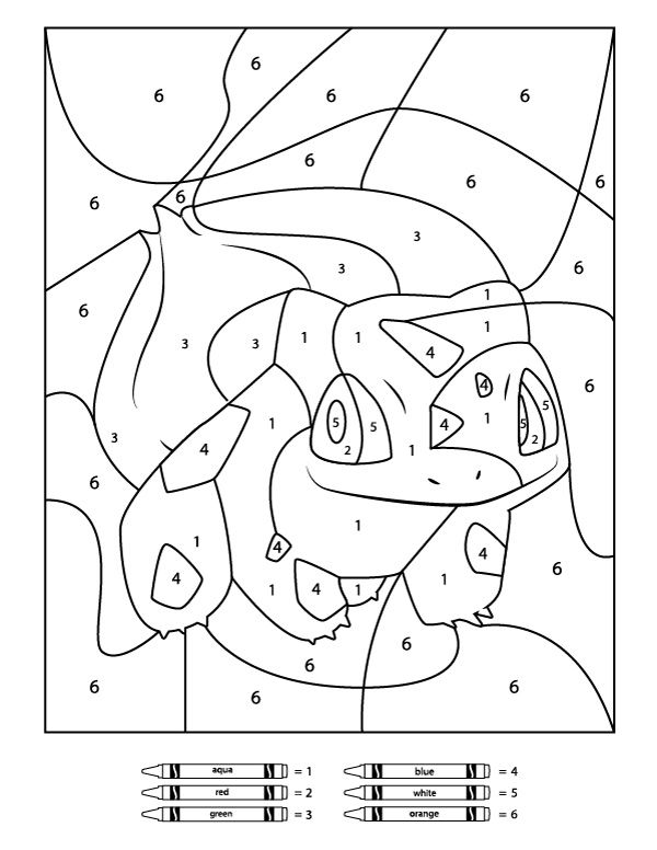 Free pokemon color by number printable worksheets malen nach zahlen kinder pokemon ausmalbilder