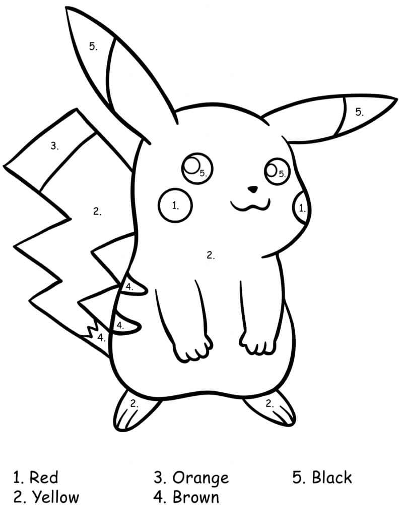 Pokemon color by number coloring page