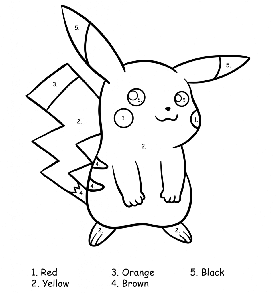 Pikachu color by number