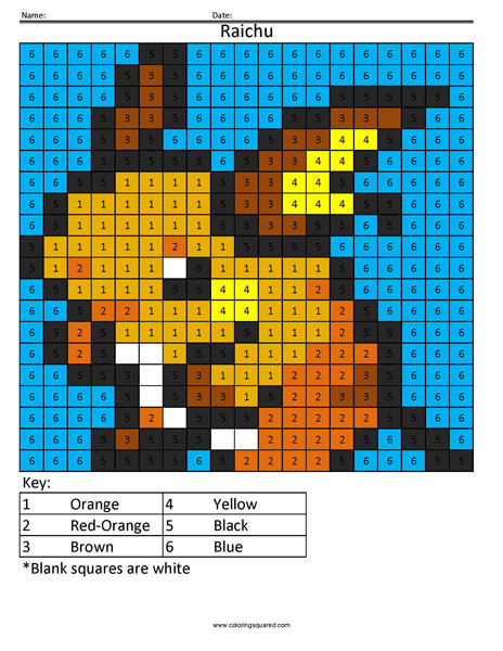 Pokemon color by number