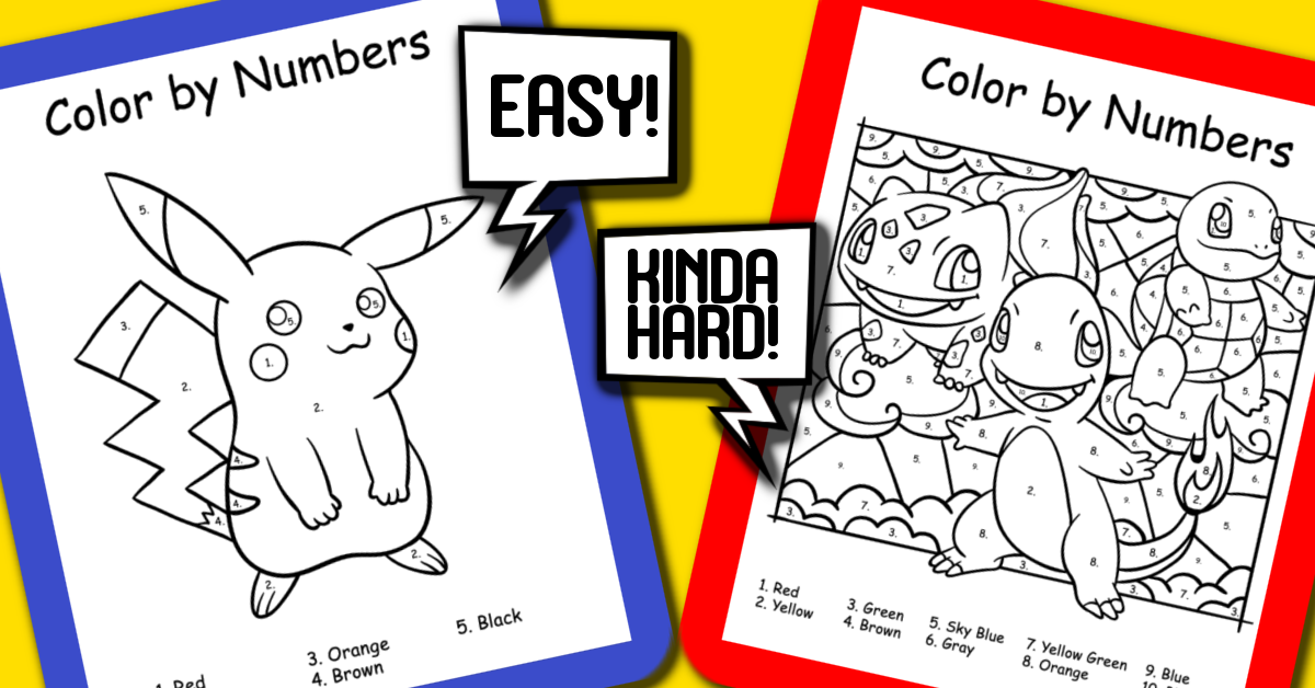 Free pokãmon color by numbers printables kids activities blog