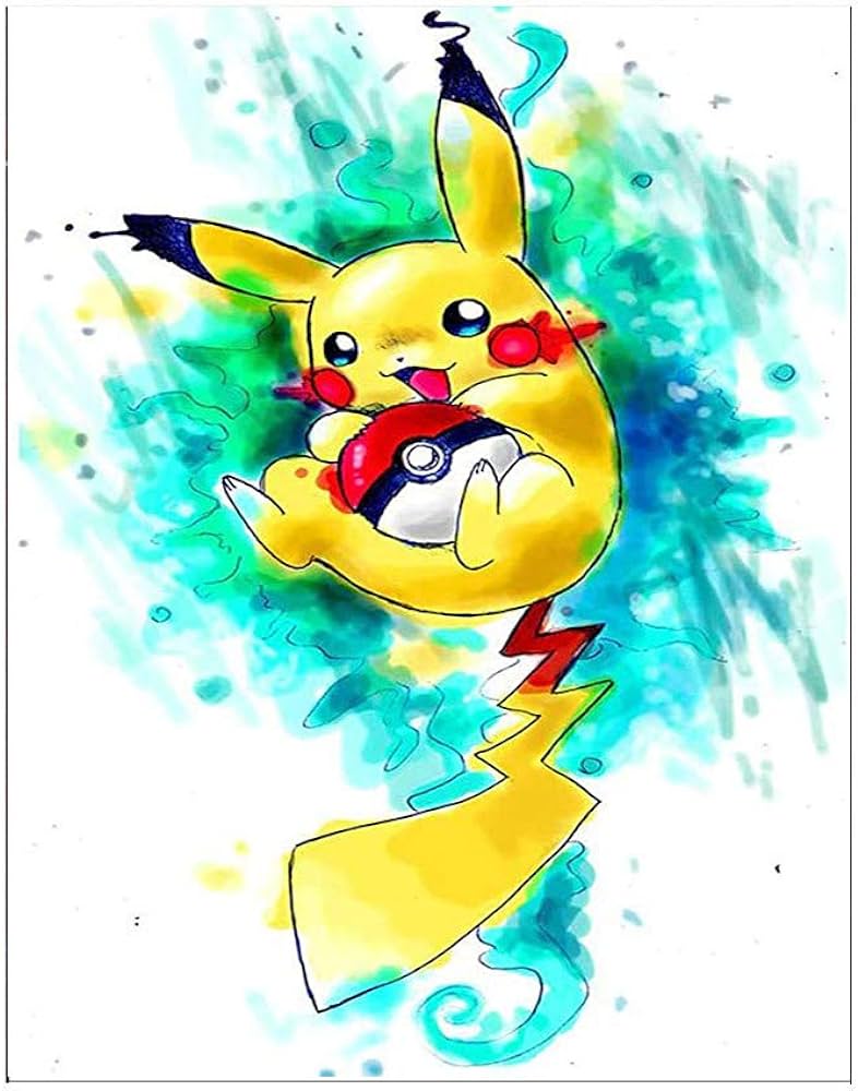 Kimily diy paint by numbers for adults kids pokemon paint by numbers diy painting pikachu acrylic paint by numbers painting kit home wall living room bedroom decoration pikachu