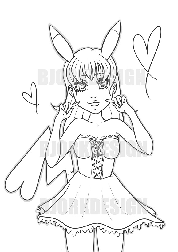 Cutie pikachu girl coloring page digital download