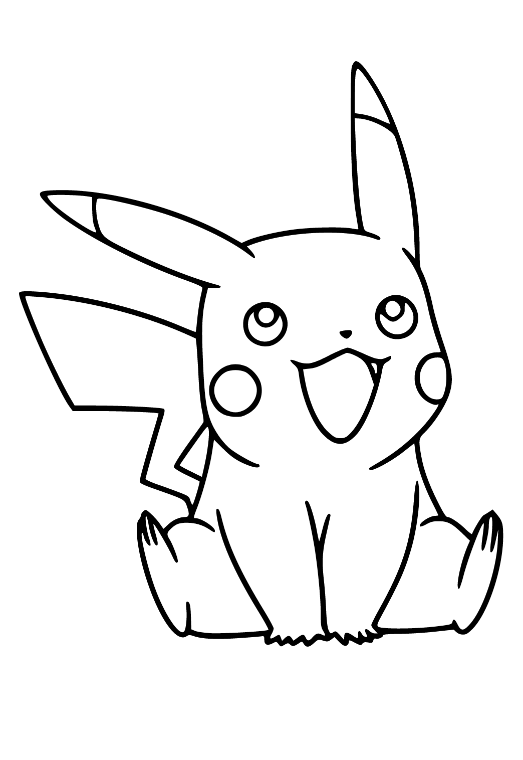 Free printable pikachu easy coloring page for adults and kids