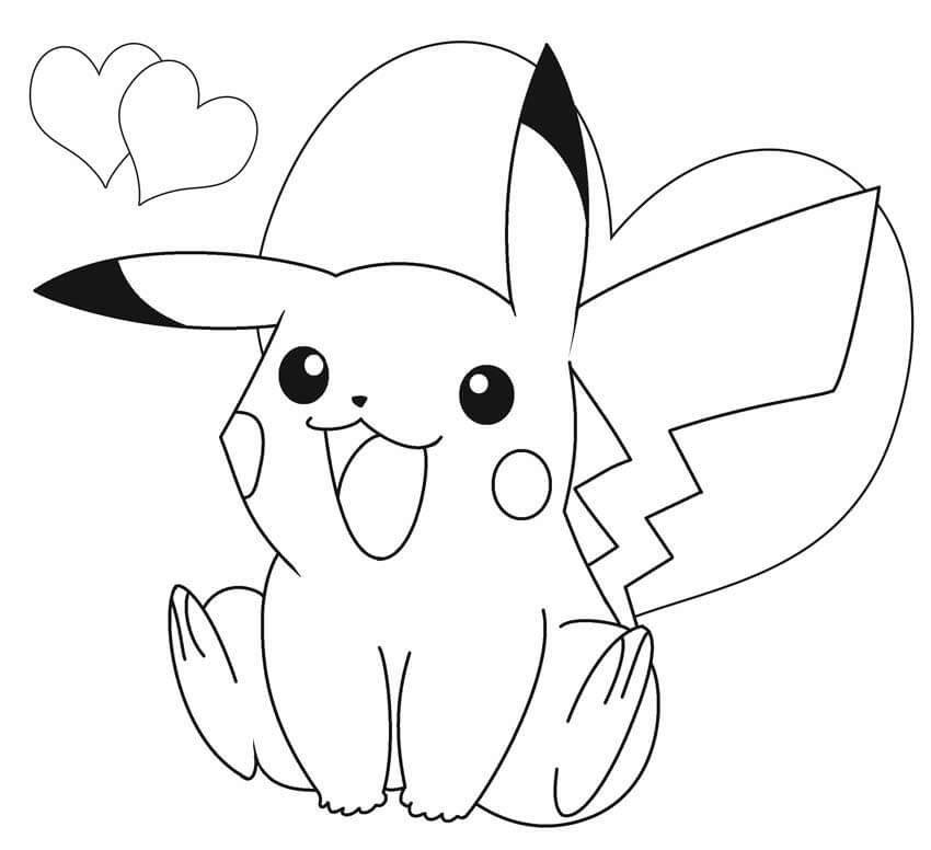 Pikachu sentado para colorear imprimir e dibujar â