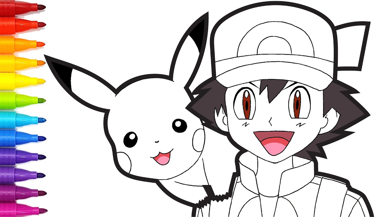 Pokãmon pikachu and ash drawing and coloring pages tim tim tv