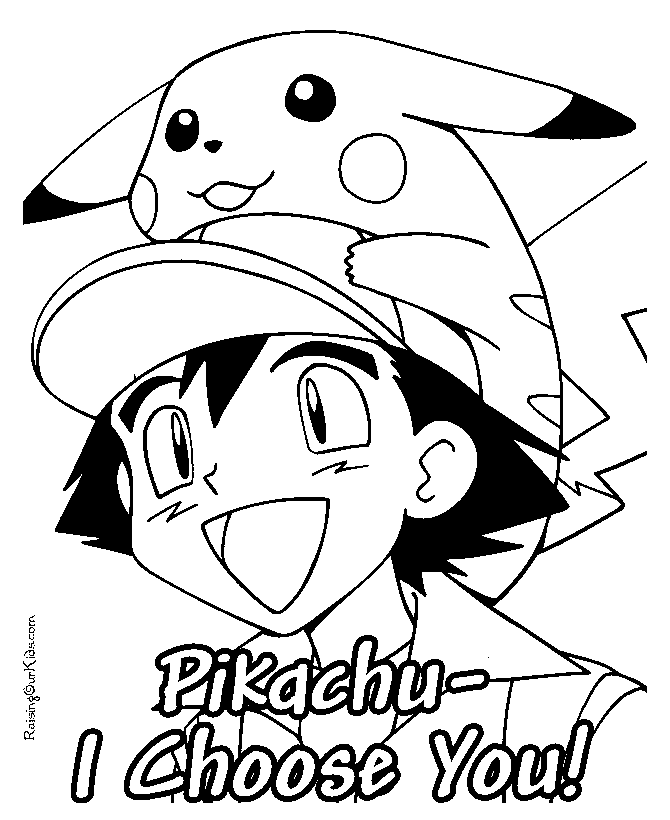 Pikachu pokemon coloring page