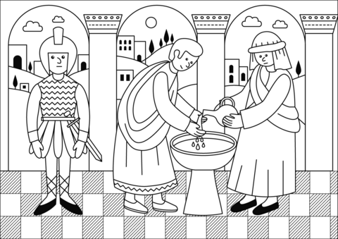 Pilate washing hands coloring page free printable coloring pages