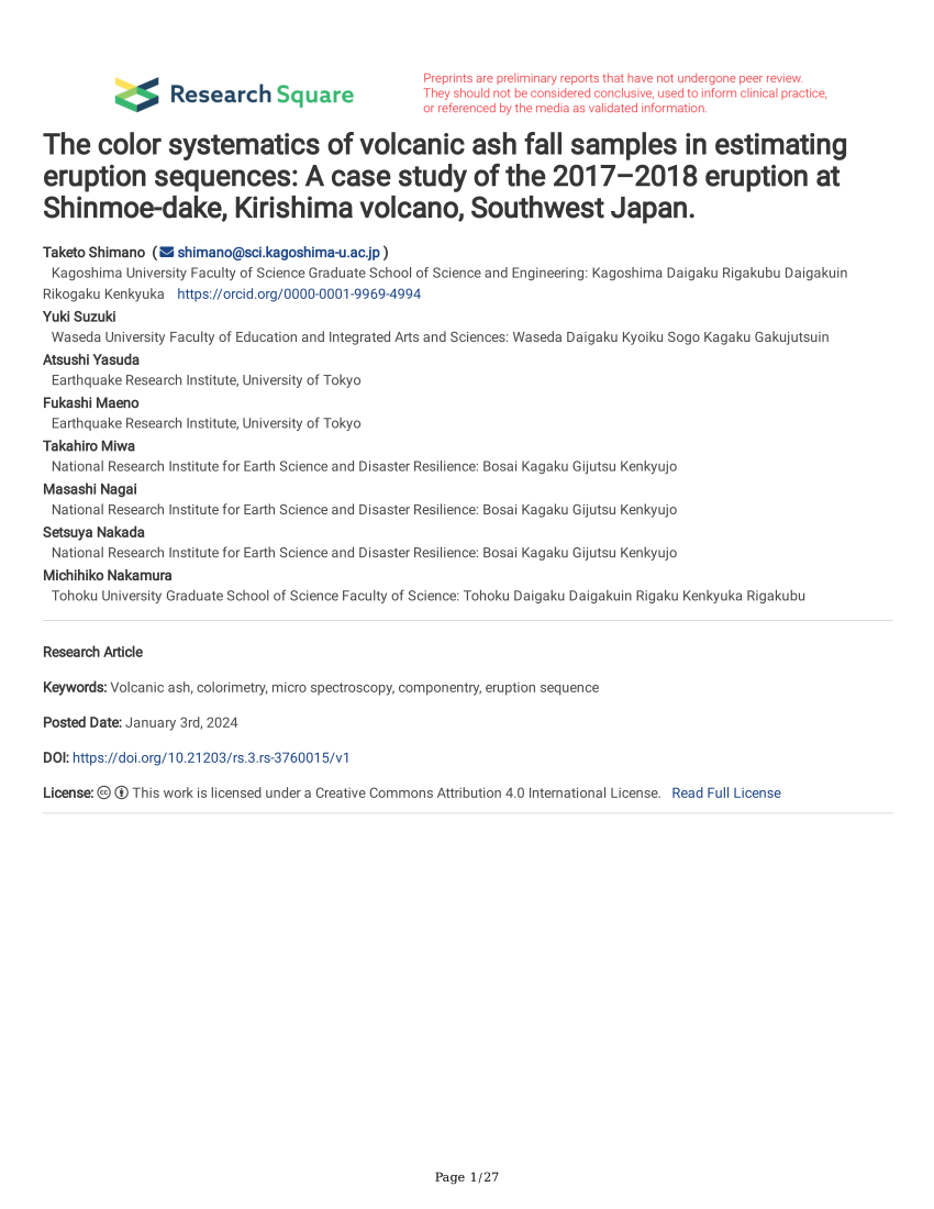 Pdf the color systematics of volcanic ash fall samples in estimating eruption sequences a case study of the â eruption at shinmoe