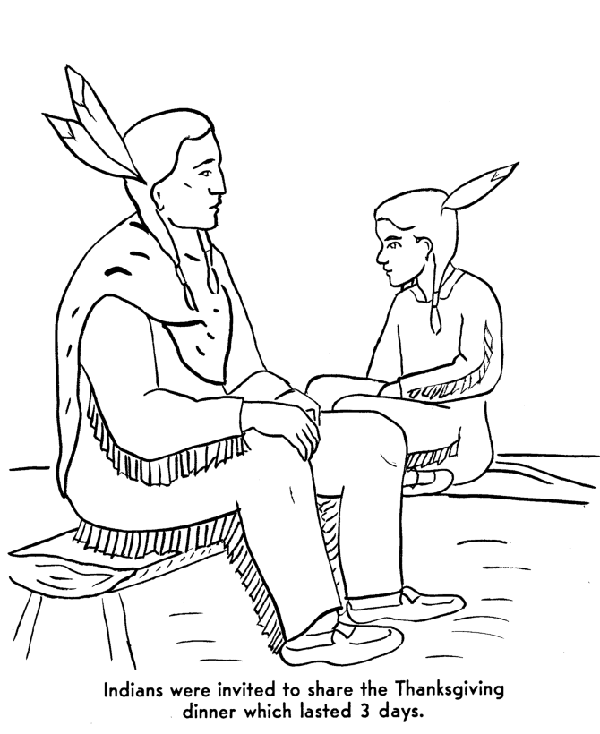 Pilgrims first thanksgiving coloring page