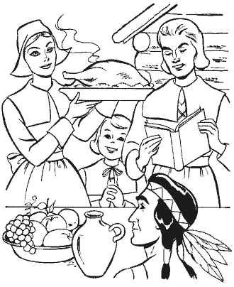 Thanksgiving dinner coloring pages for kids